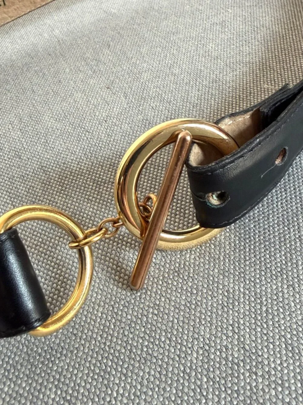 RODIER Vintage Toggle Belt S/M Black Leather *Altered from Original*